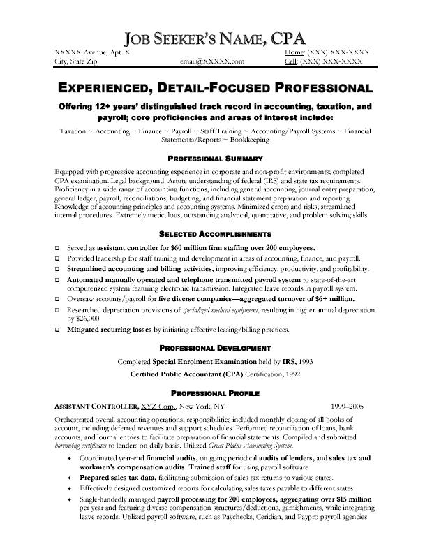 Accounting Resume Sample Free