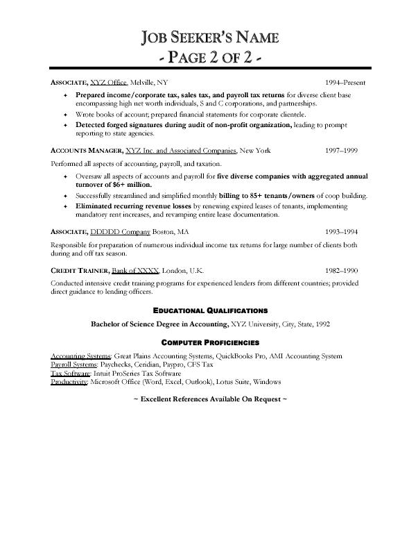 Great accounting resume examples